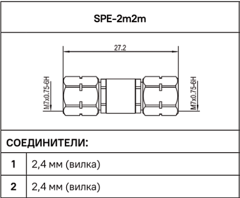 Переход коаксиальный 2,4 мм (вилка) - 2,4 мм (вилка) SPE-2m2m spe microwave купить с доставкой