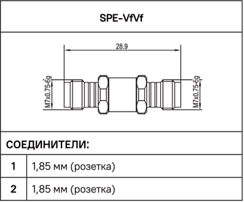 Переход коаксиальный 1,85 мм (розетка) - 1,85 мм (розетка) SPE-VfVf spe microwave купить с доставкой