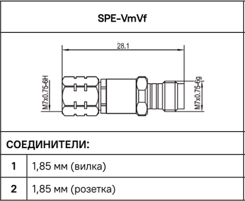 Переход коаксиальный 1,85 мм (вилка) - 1,85 мм (розетка) SPE-VmVf spe microwave купить с доставкой