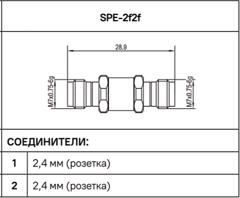 Переход коаксиальный 2,4 мм (розетка) - 2,4 мм (розетка) SPE-2f2f spe microwave купить с доставкой
