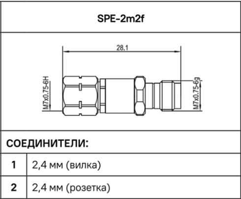 Переход коаксиальный 2,4 мм (вилка) - 2,4 мм (розетка) SPE-2m2f spe microwave купить с доставкой